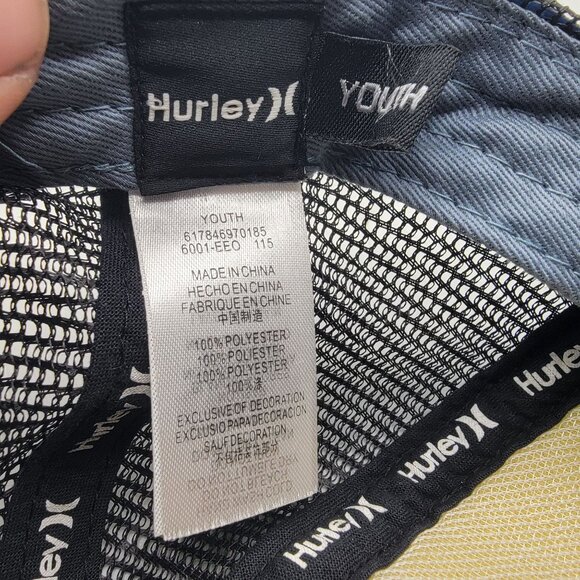 Hurley Youth Blue Black Trucker Hat Cap Adjustable Casual Outdoors Comfort - Picture 6 of 9